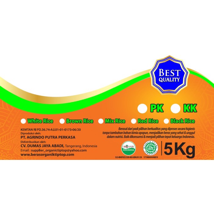 

Beras Pandan Wangi Organik Tip Top 5 Kg