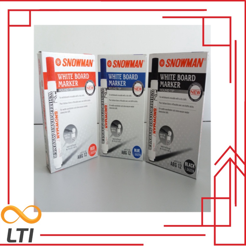 

DISKON BRANDS FESTIVAL Spidol Snowman Board marker ABG - 12 Per Lusin 1 BOX 12 PCS Bisa campur warna !!!