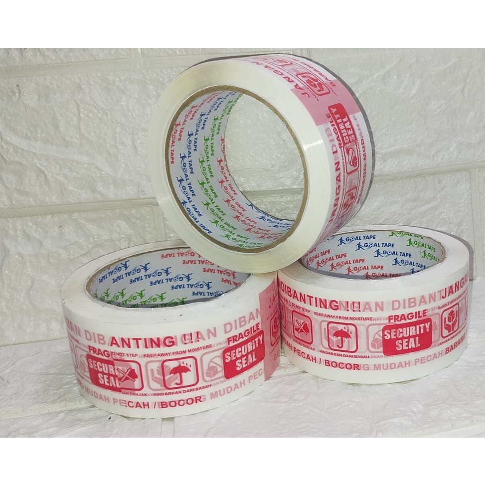 

Sale.. 6 ROLL LAKBAN GOAL TAPE FRAGILE PUTIH / JANGAN DIBANTING 2 INCH 48 MM X 100 Y 0PS