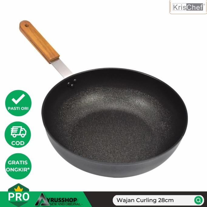 >>>>>] Wajan Curling 28cm Anti Lengket Lapisan Ceramic/Wok Pan/Krischef