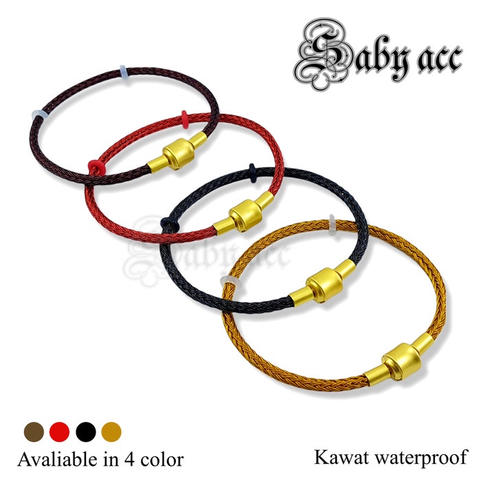 Best Seller Gelang Tali Kawat Liontin Emas Anti Air Waterproof Pria Wanita