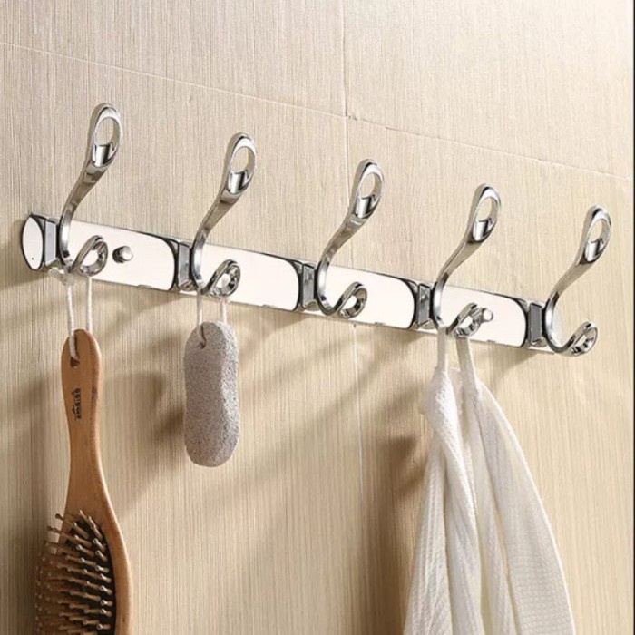 Gantungan Baju/Kapstok 5 Kait Stainless/Cantolan Baju Kamar Mandi