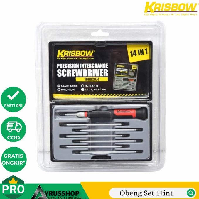 #@#@#@#@] Krisbow Obeng Presisi Changeable Set 14pc/Obeng Elektronik/HP/Laptop