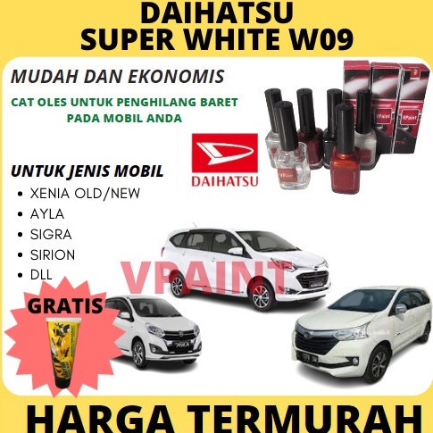 Recomended.. CAT MOBIL DAIHATSU PUTIH W09 ORIGINAL XENIA,ALYA,SIGRA DLL CAT OLES PENGHILANG BARET..T