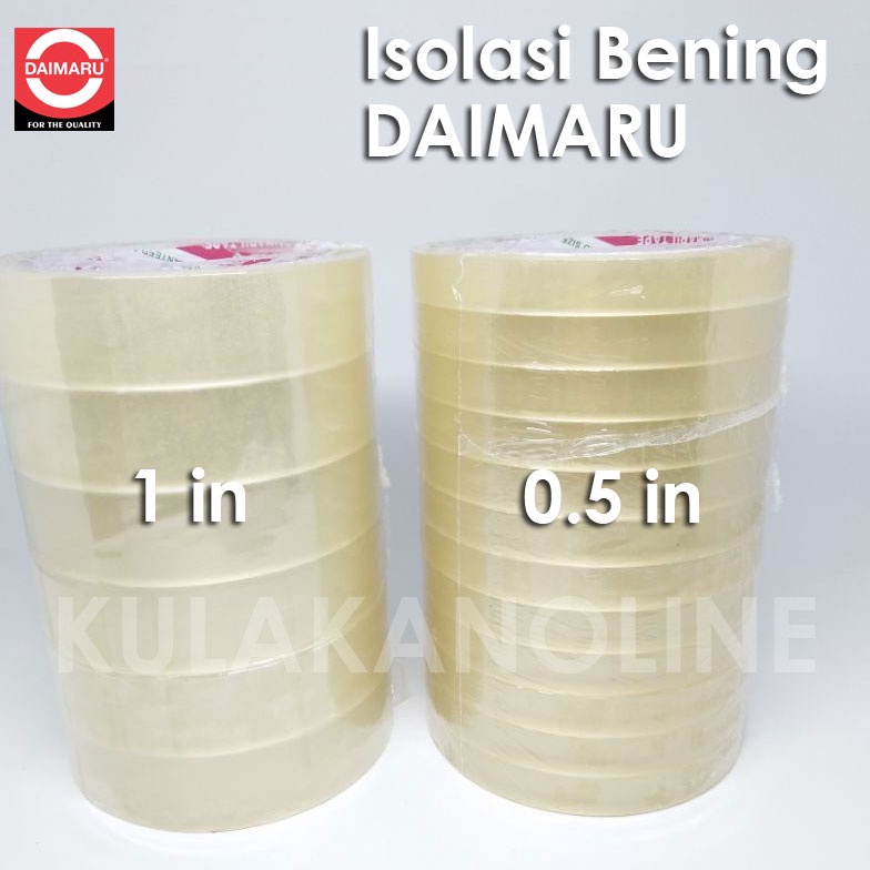 

Promo.. Isolasi Bening / Lakban Industri Daimaru Ukuran : 0.5 inc / 1 inc x 72 yard (1 slop 6 roll) TGH