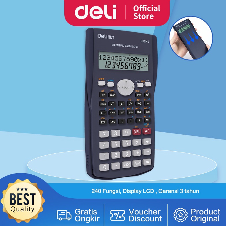 

Grosir.. Deli ED82MS Scientific Calculator Kalkulator Scientific 240 Function untuk sekolah dan kantor 62