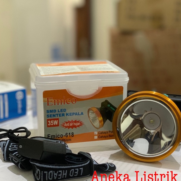 Jangan Sampai Kehabisan!!!❄️ SENTER KEPALA LED / HEAD LAMP 35W E-618 EMICO (WATER PROOF) KEPALA BESA
