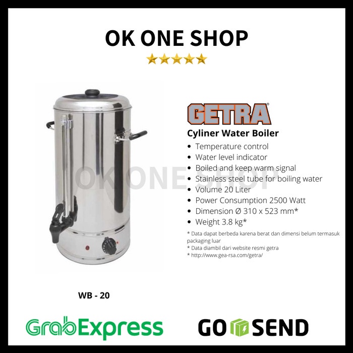 GETRA CYLINDER WATER BOILER WB-20