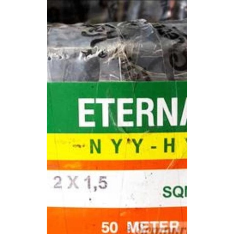 kabel listrik NYY HY ETERNA 2x1,5/kabel serabut hitam/1 roll 50 meter