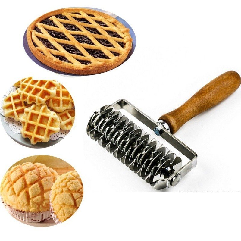 &HOT Stainless Steel Lattice Cutter Roller Pastry Bread Pizza Wheel Pie Dough Cutter DIY Bakeware WF