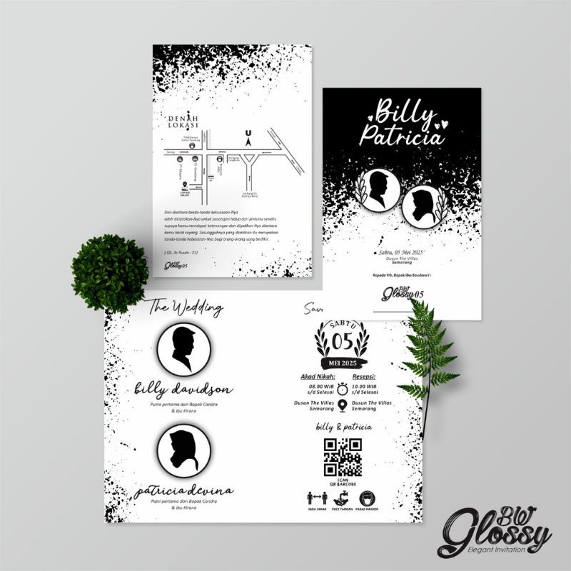 UNDANGAN PERNIKAHAN BW GLOSSY MENGKILAP MEWAH - UNDANGAN