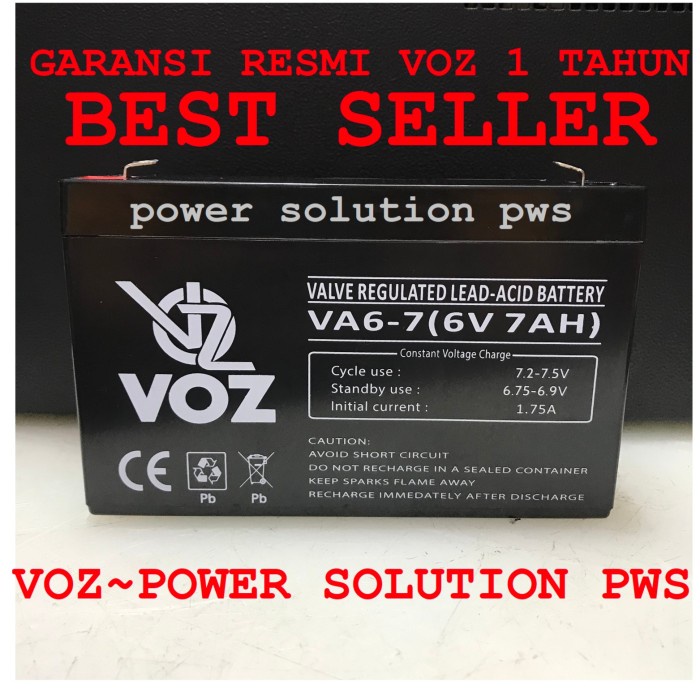 Ready Baterai 6V 7Ah, Baterau 6V7Ah, Aki kering 6V7ah,Battery Vrla Voz 6V7ah