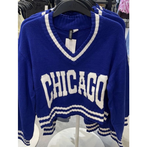 [JASTIP] H&M SWEATER RAJUT CHICAGO V NECK LIST PUTIH SALE 50% SWEATER BIRU ELEKTRIK ORIGINAL STORE