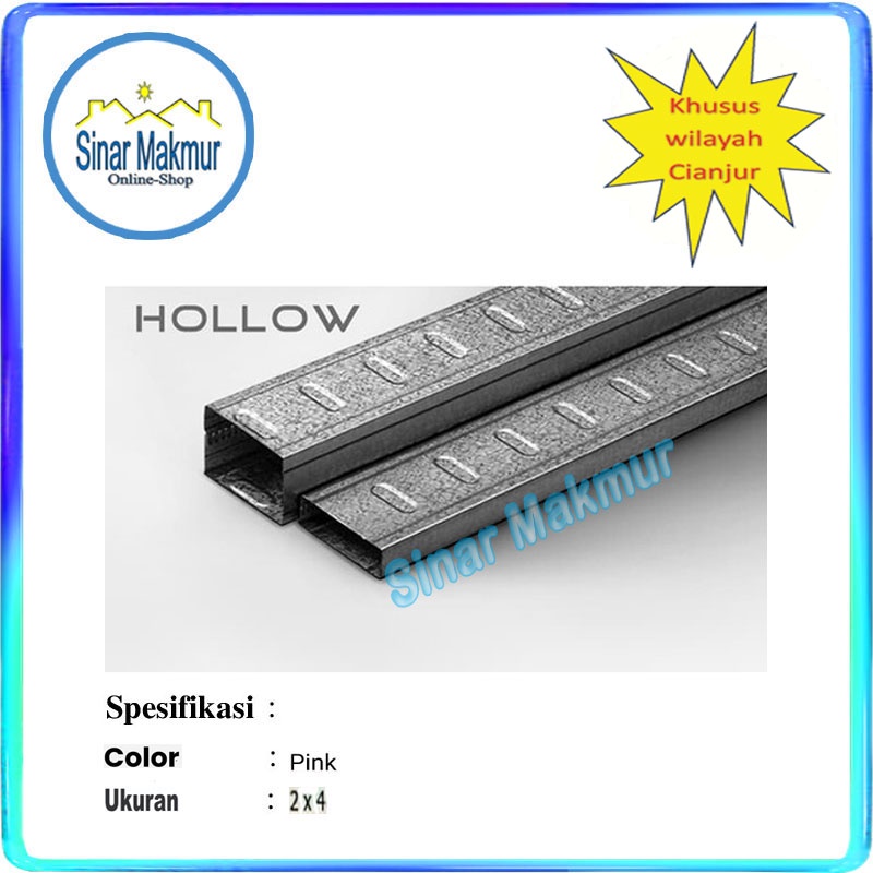 Besi Holo Hollow Galvanis 2x4 CM Pink