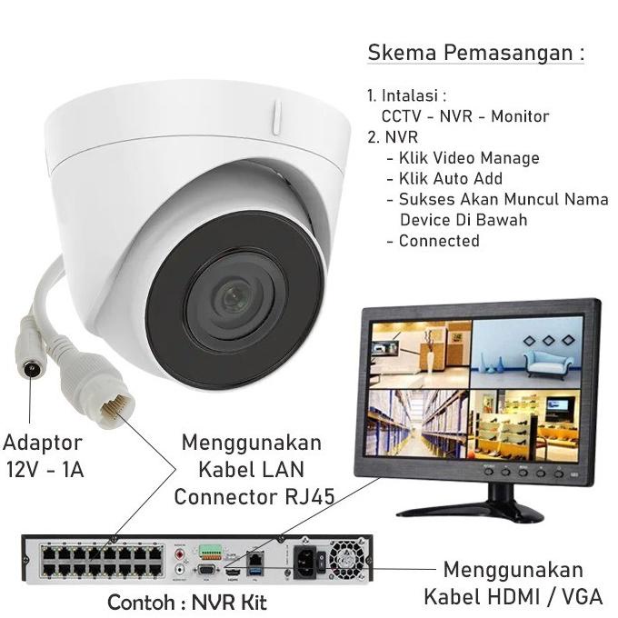 IP Camera + PoE Asli 3MP CCTV Indoor Onvif NVR Kamera Cctv Indoor