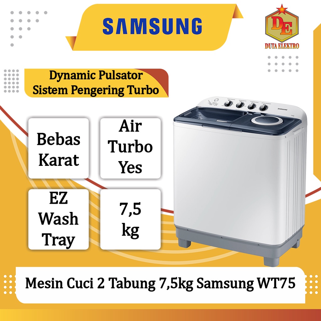 Mesin Cuci 2 Tabung 7,5kg Samsung WT75