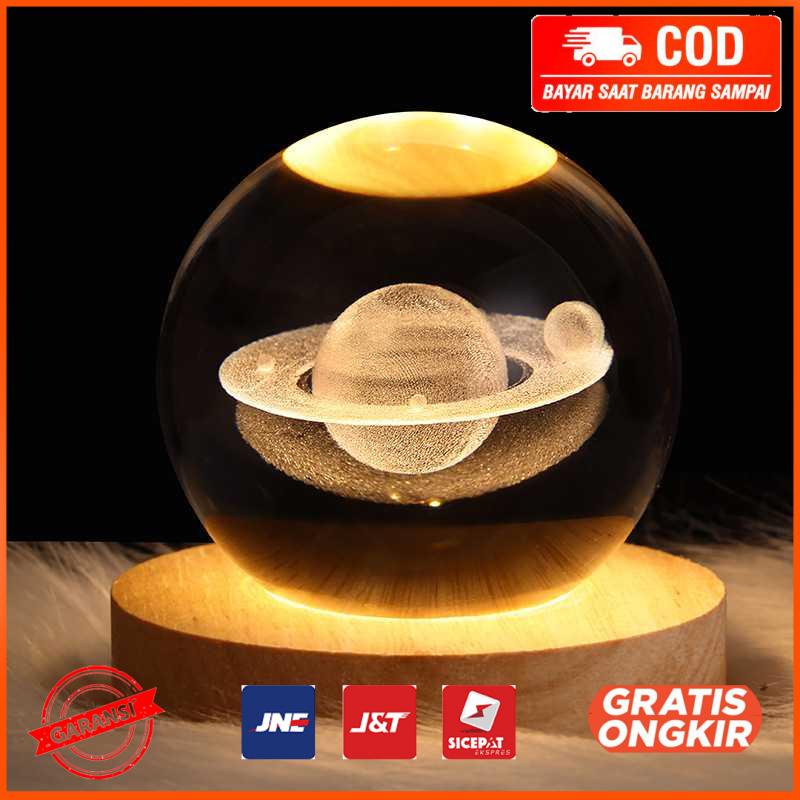 Lampu Tidur Bola Kristal Warm White USB 1.5W Saturnus
