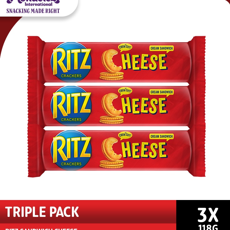 

➫Terbaru ECAFY Ritz Sandwich Biskuit Rasa Keju 118 gr - Triple Pack P94 ➬Ready Stock