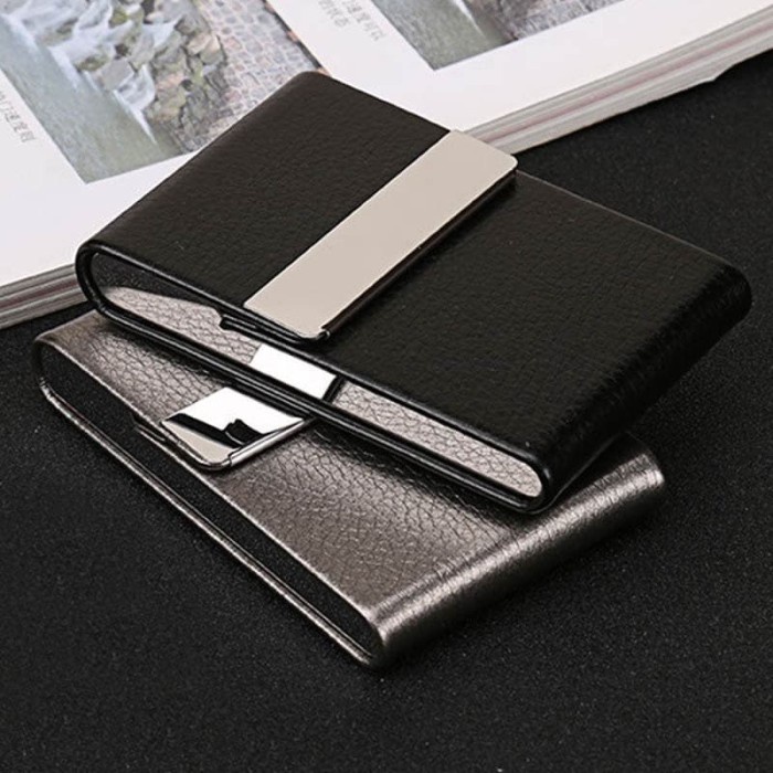 

Terlaris Elegant Name Card Case Magnetic Flip Kotak Kartu Nama Kulit Holder