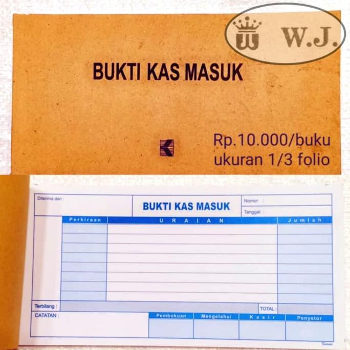 

$+$+$+$+] buku bukti kas masuk 1/3 folio, 1 ply