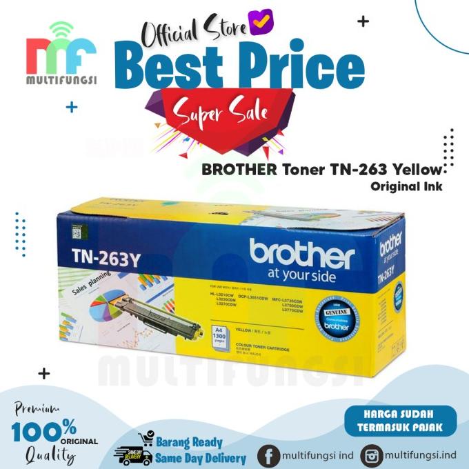 Brother Toner TN-263Y Original Yellow for DCP-L3551CDW TN-263 / TN263