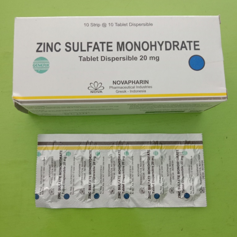 Suplemen Mineral Zinc Sulfate Monohydrate 20 mg Strip isi 10 tablet