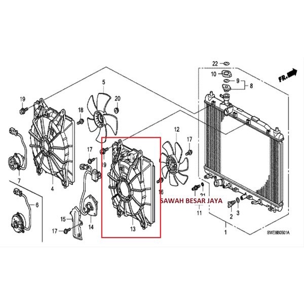 Shroud Fan Rumah Kipas Tempat Motor Fan Radiator AC CRV RE Gen 3 ORIGINAL