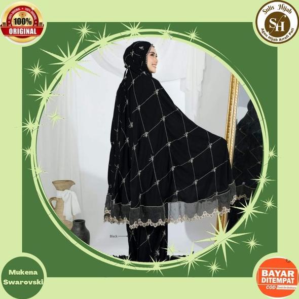 mukena rukuh alat sholat wanita dewasa potongan swarovski rayon bali tile renda bordir original terb