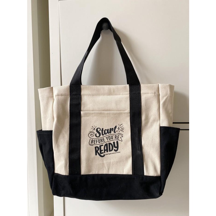 Tote Bag Canvas Tas Premium Kanvas Tebal Custom Logo Nama Satuan