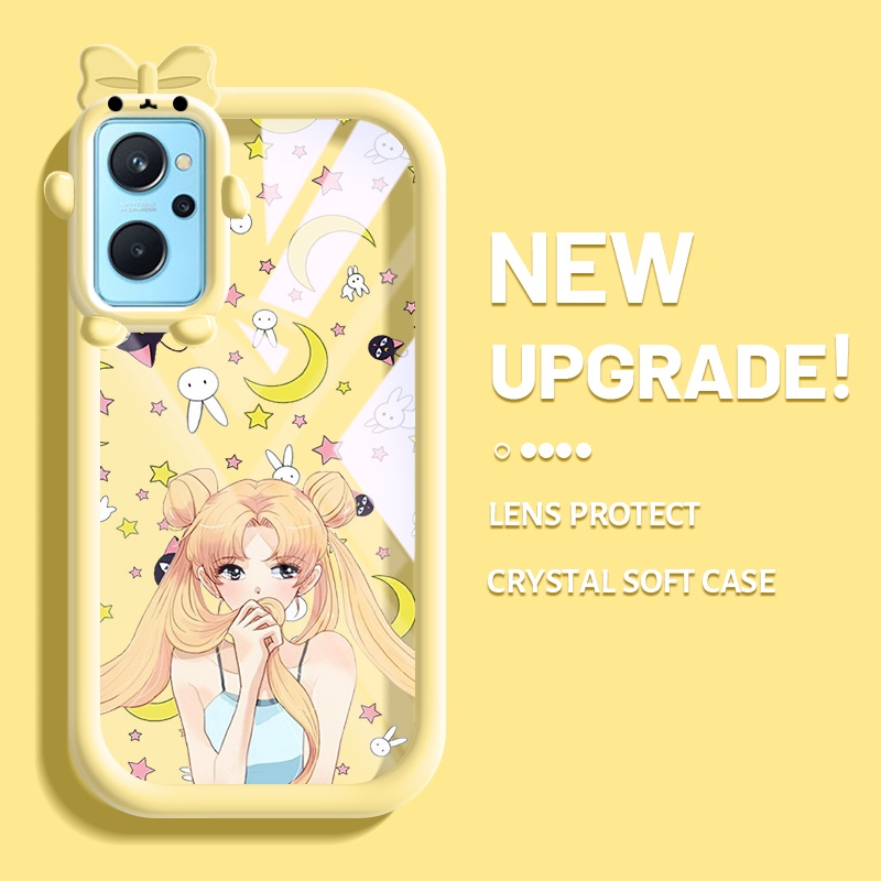 Casing Ponsel untuk Realme 9i 7i C17 OPPO A36 A76 A96 K10 Case pola motif kartun Sailor Moon Kesing 