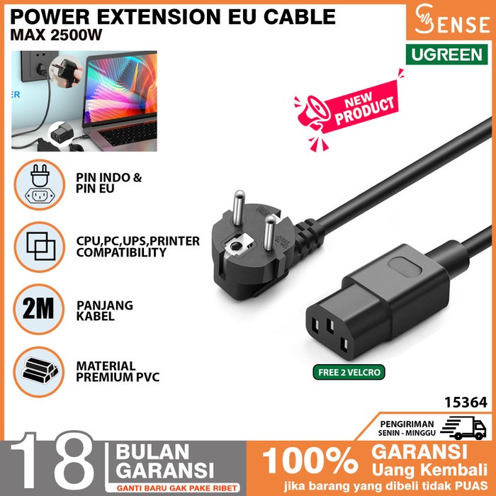 Kabel Power CPU PC UPS Komputer Dan Monitor Printer 3 Lubang UGREEN