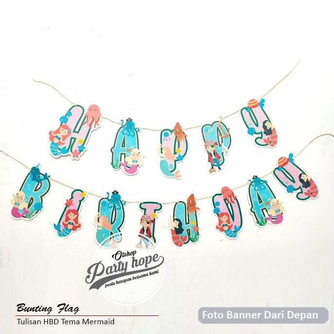 "'''] Banner shape mermaid / Bunting Flag mermaid / hiasan ultah hbd mermaid
