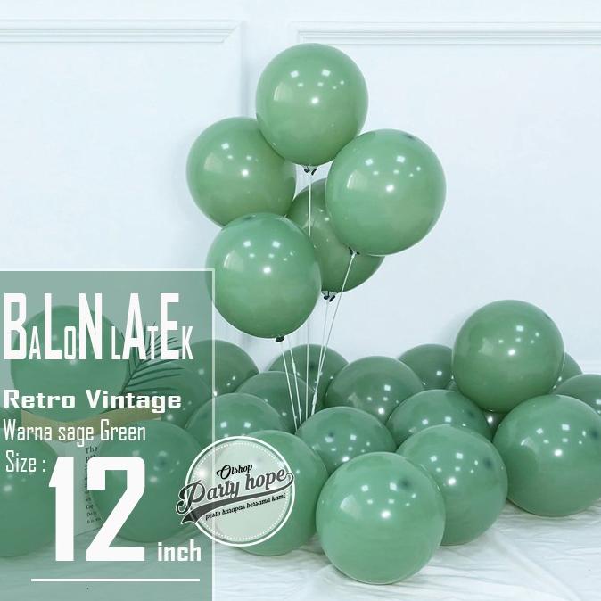 ,,,,,,,] balon latex Retro Sage Green / balon latex retro Vintage Hijau / balon
