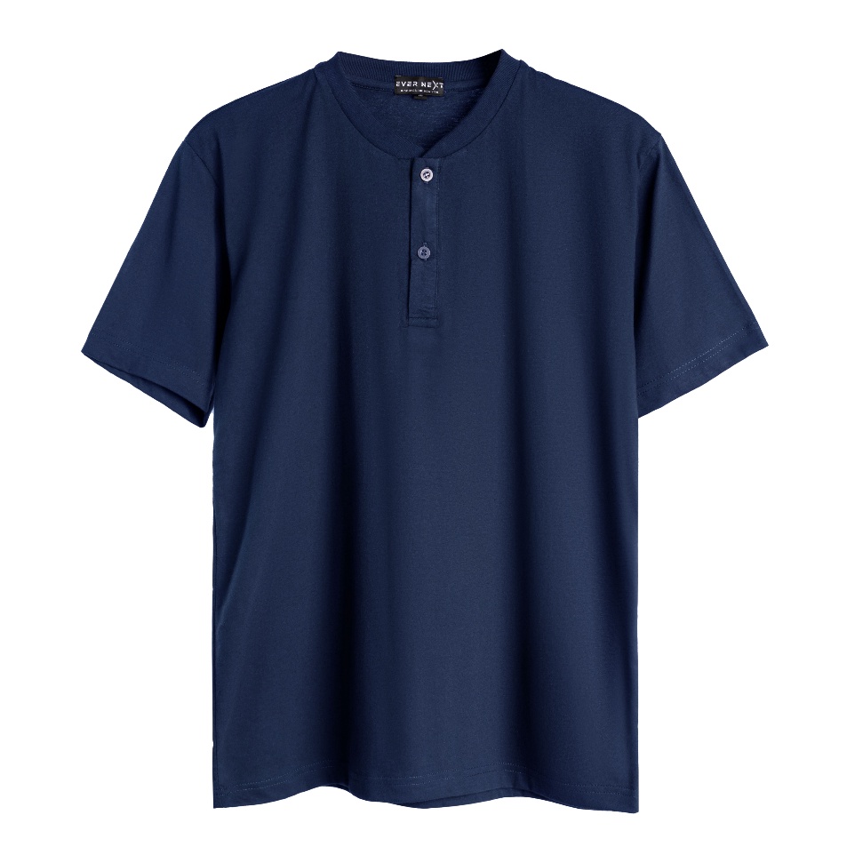 Baru✡➷ ZM6DJ Evernext - Kaos Polos Pria Henley Tee Kaos Kancing Lengan Pendek Basic T-Shirt Pria Kao
