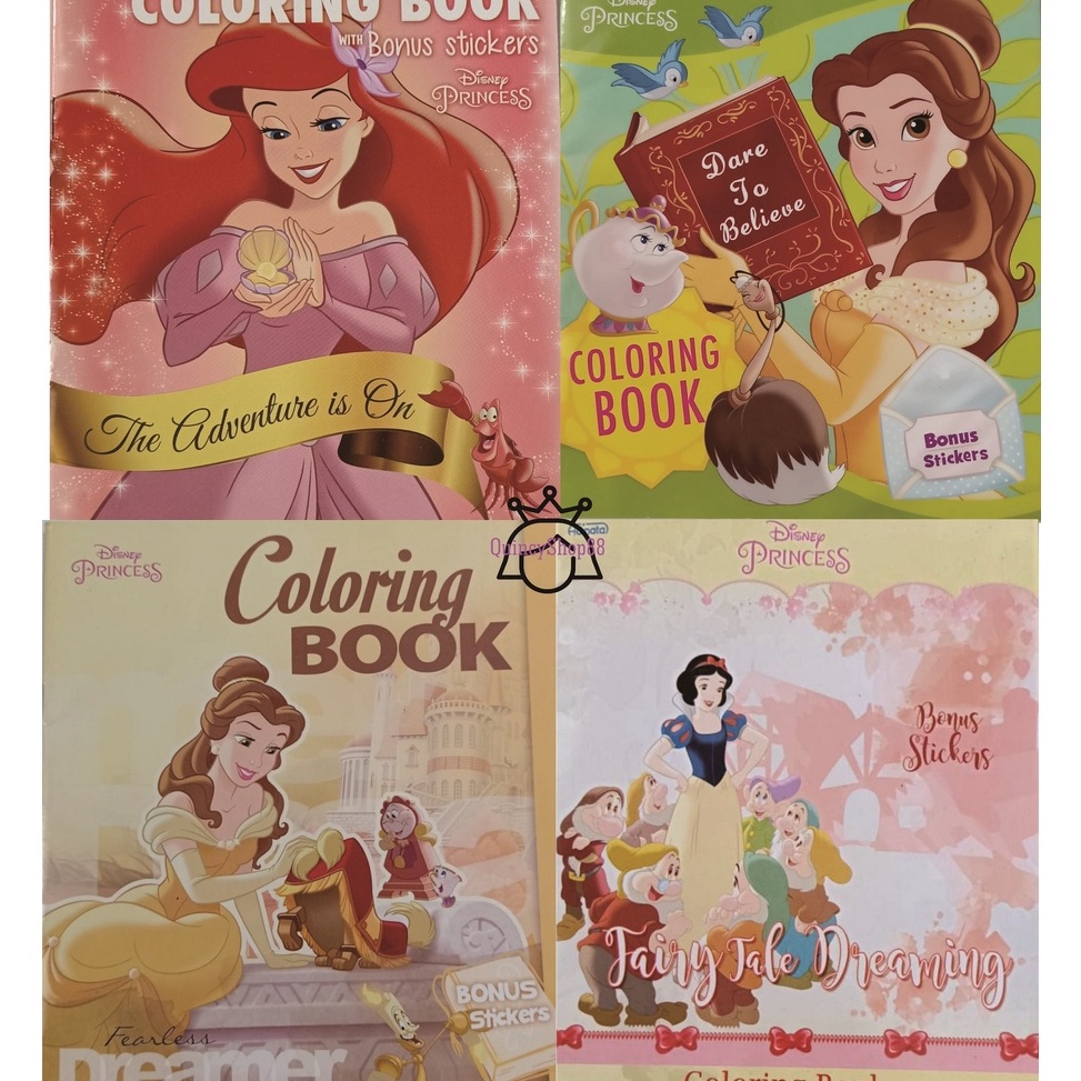 ✸Laris✬ L8COI Buku Mewarnai/Coloring Book Disney Princess Belle, Snow White, Ariel, Cinderella, Rapu