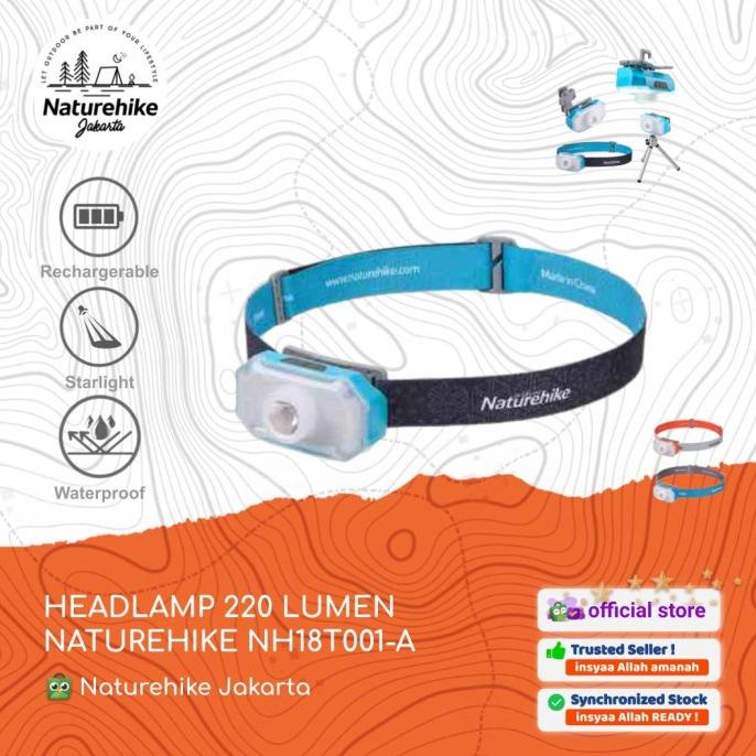 HEADLAMP 220 LUMEN NATUREHIKE NH18T001-A SENTER LAMPU KEPALA CAMPING
