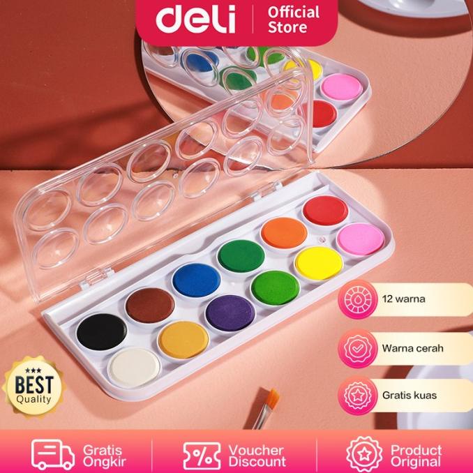 

Deli Watercolor Painting / Cat Air Padat Gratis Kuas Kualitas Ec15-12