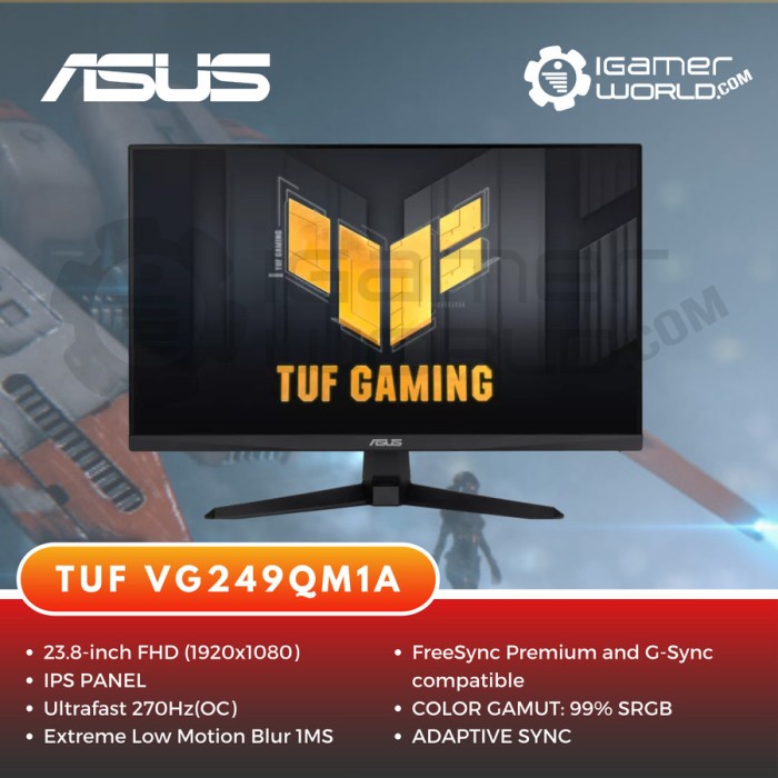 Terlaris Asus Tuf Vg249Qm1A 23.8" 270Hz Ips 1Ms 99% Srgb G-Sync Gaming Monitor