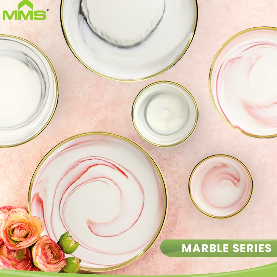 New arrival Piring Makan Bulat Ceper Coup 8 Inch Keramik Motif Marble Grey Royal Alfred MMS e Promo 