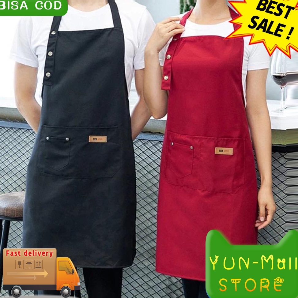 ￣ 【COD+Pengiriman Cepat】Apron Waterproof Celemek Masak Dapur Pria Wanita Celemek Barista Anti Air Ba