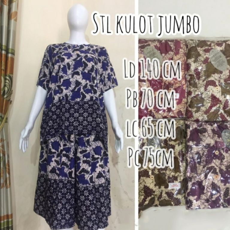 Pasti Ready Setelan Celana Kulot Jumbo Batik LD 140/Setelan Kulot Big Size 958)