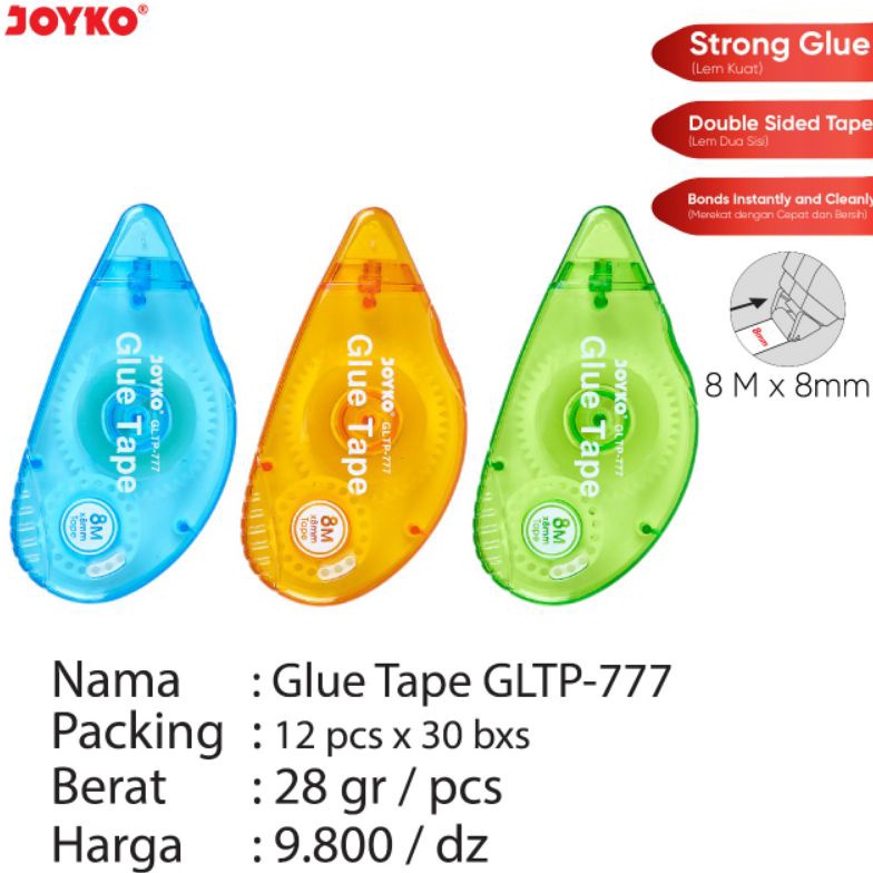 

Jaman Now.. Glue Tape GLTP-777 Joyko ( tertera harga 3 pcs) E0L