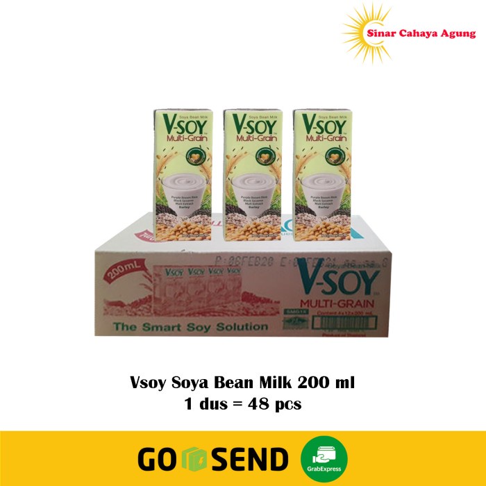 

(1 Dus = 48 Pcs) Vsoy Soya Bean Multi Grain Lk Susu Kedelai 200 Ml