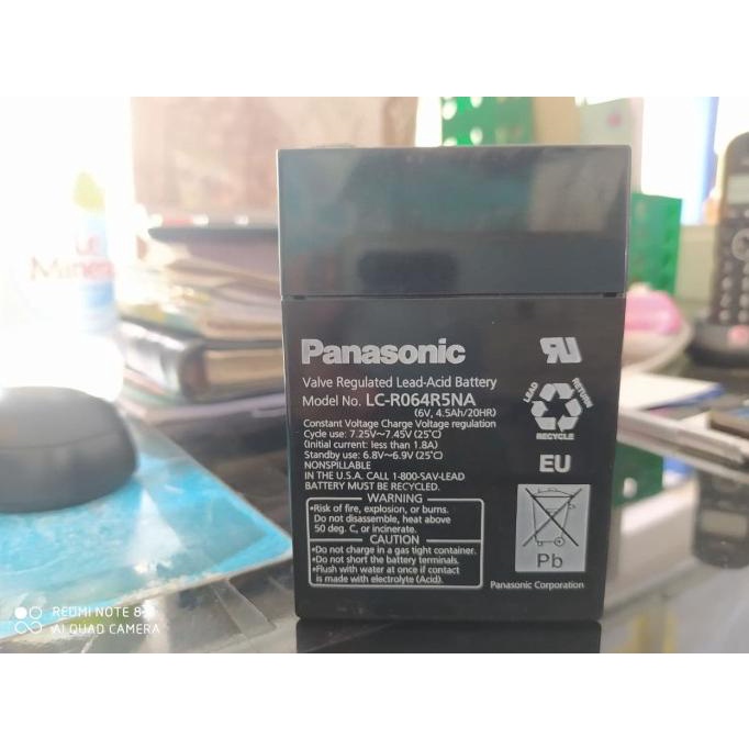 TERBARU  BATERAI KERING/AKI KERING LAMPU DARURAT PANASONIC 6V/4,5AH LC-R064R5NA PALING DICARI