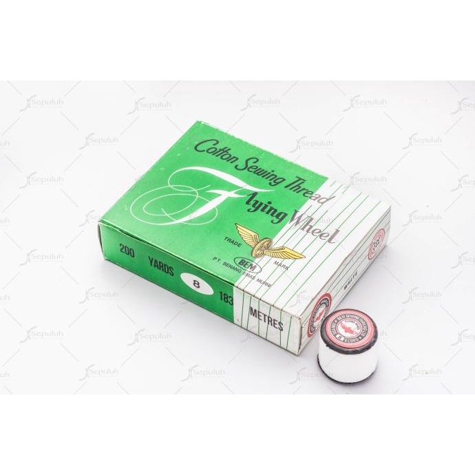 :::::::] Cotton Sewing Thread _ Benang Jahit Katun No. 8 _ merk Flying Wheel