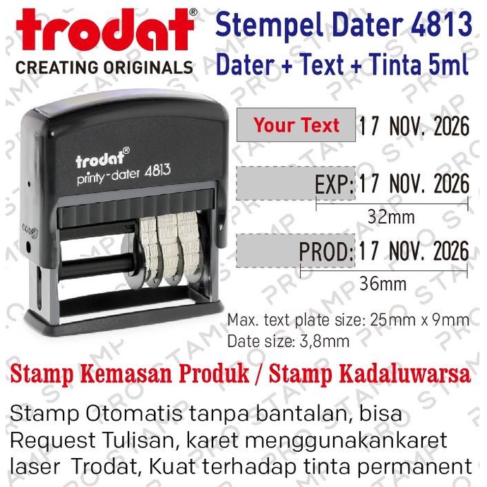 

Terlaris Stempel Otomatis Trodat 4813 Dater / Expired / Kadaluarsa