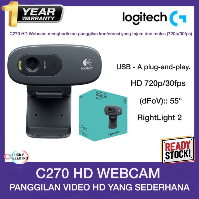 Best Seller Logitech C270 Webcam Hd 720P Webcam Logitech C270 Webcam Logitech Ori