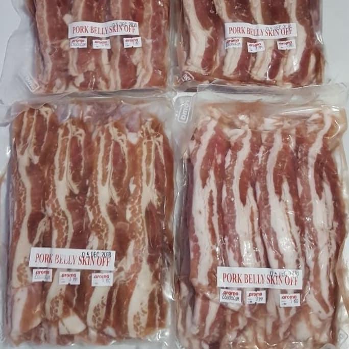 

SLICED PORK BELLY SKIN OFF BABI AROMA BALI 1kg perpak