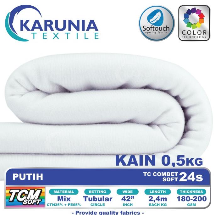 cusss order] TC Combet 24s | Putih | Kain Kaos | Karunia Textile