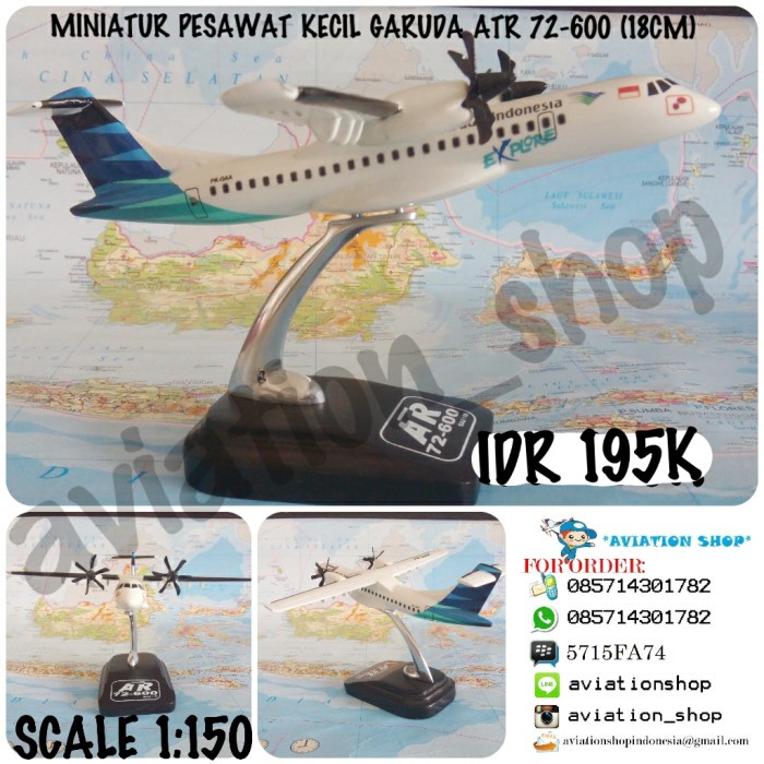 Miniatur Diecast Pesawat Garuda Indonesia Atr 72-600 Skala 1:150 (18Cm